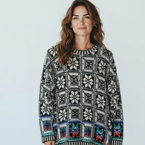 Vintage Best American Clothing Co. Knit Sweater Christmas Scandi Girl Cabincore